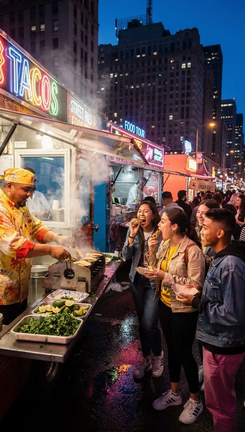 Zachód słońca nad rynkiem, tworzący magiczną atmosferę.