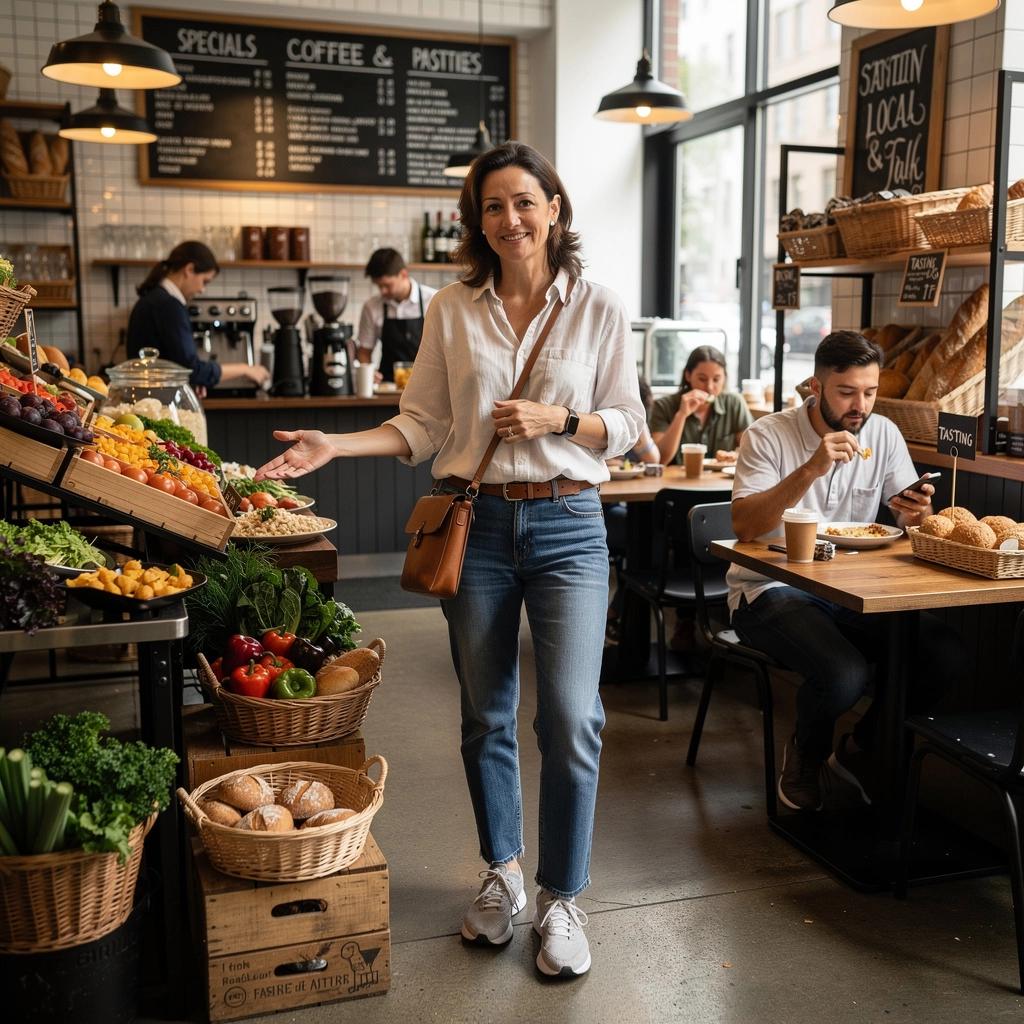 Widok na tętniący życiem rynek z różnorodnymi produktami.